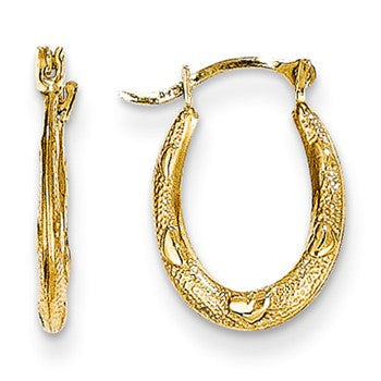 14k Yellow Gold Oval Tiny Hollow Hoop Earrings