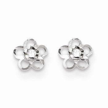 14k White Gold CZ Flower Post Earrings