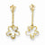 14k Yellow Gold CZ Flower Dangle Post Earrings