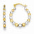 14k Yellow Gold Rhodium Beaded Hoop Earrings