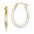 14k Yellow Gold Rhodium Textured Hollow Oval Hoop Earrings