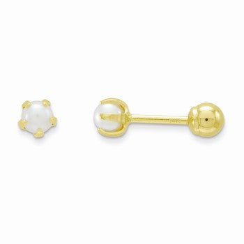 14k Yellow Gold Reversible Cultured Pearl Bead Earrings