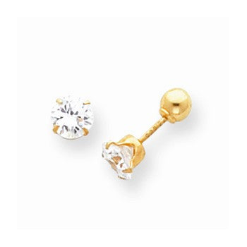 14k Yellow Gold Polished Reversible 5mm CZ Ball Earrings