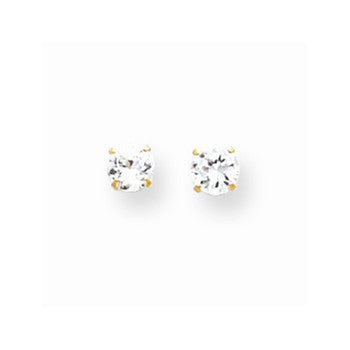 14k Yellow Gold 4mm CZ Post Earrings