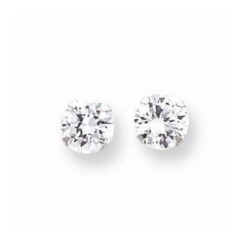 14k White Gold 6.5mm CZ Post Earrings