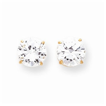 14k Yellow Gold 8mm CZ Post Earrings
