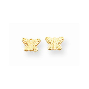 14k Yellow Gold Polished Butterfly Screwback Earrings