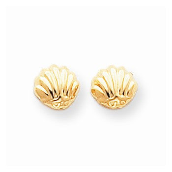 14k Yellow Gold Polished Shell Post Earrings