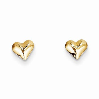 14k Yellow Gold Sm. Puffed Heart Earrings