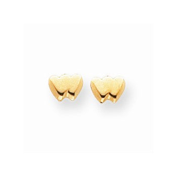 14k Yellow Gold Double Heart Earrings