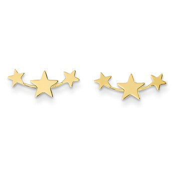 14k Yellow Gold Polished 3-Star Post Earrings