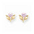14k Yellow Gold Pink CZ Flower Post Earrings