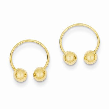 14k Yellow Gold Open Hoop Beaded Earrings