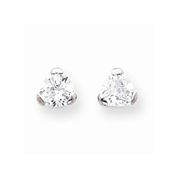 14k White Gold 6mm Trillion CZ Post Earrings