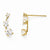 14k Yellow Gold Curved 3-Stone CZ Post Earrings