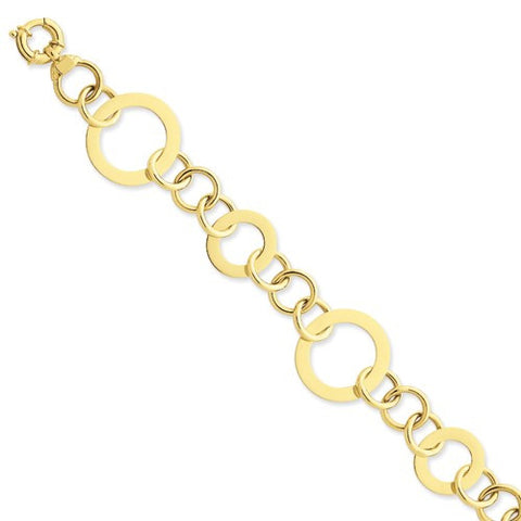 14K Yellow Gold Fancy Circle Link Bracelet