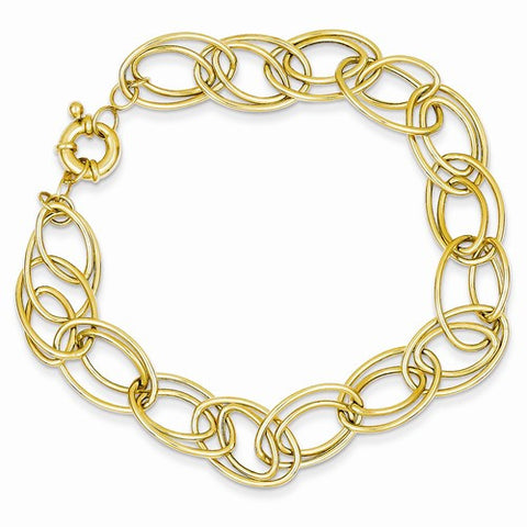 14K Yellow Gold Fancy Oval Link Bracelet