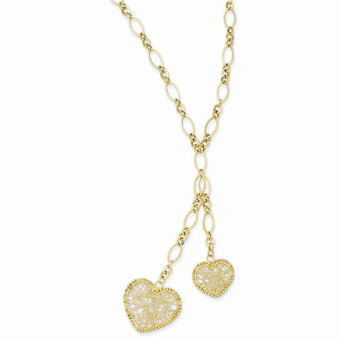 14K Yellow Gold Adjustable Heart Drop Necklace