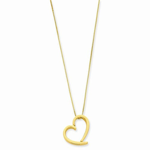 14K Yellow Gold Fancy Polished Heart Necklace