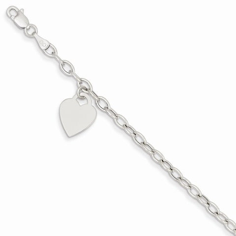 14K White Gold Dangle Heart Bracelet