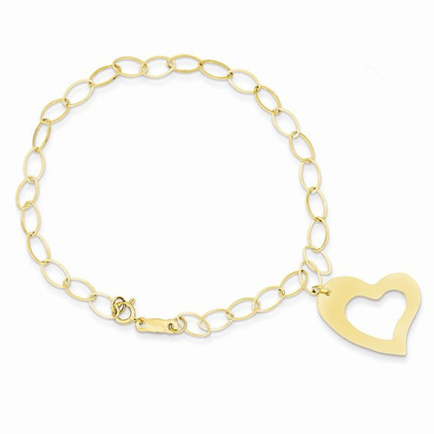 14K Yellow Gold Dangle Heart Bracelet