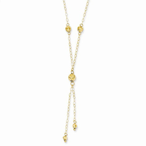 14K Yellow Gold Bead Lariat Necklace