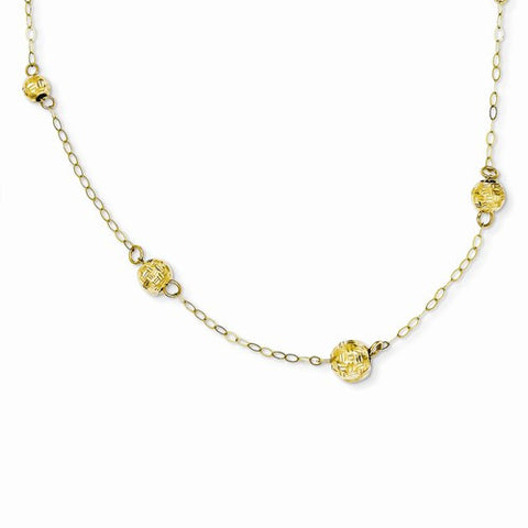 14K Yellow Gold Diamond-Cut Bead Necklace