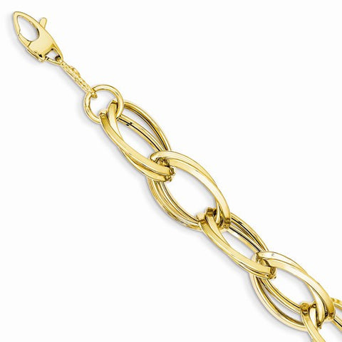 14K Yellow Gold Polished and Textured Hollow Bracelet