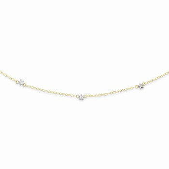 14K Two-Tone Oval Chain Diamond-Cut Dots Necklace