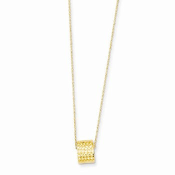 14K Yellow Gold Rope Chain Barrel Bead Necklace