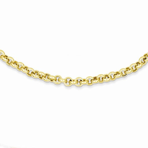 14K Yellow Gold Polished Fancy Rolo Link Necklace