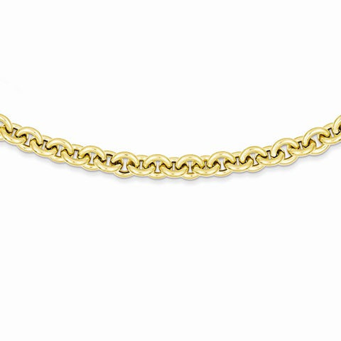 14K Yellow Gold Polished Fancy Rolo Link Necklace