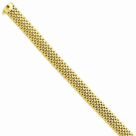 14K Yellow Gold Polished Mesh Bracelet