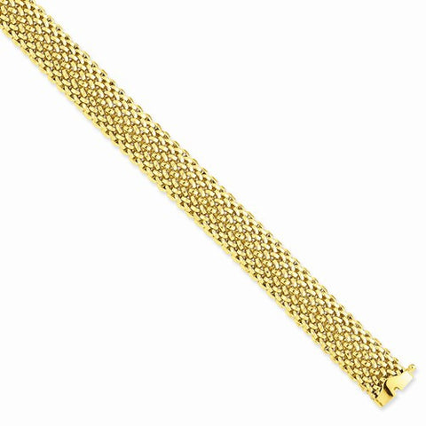14K Yellow Gold Polished Mesh Bracelet