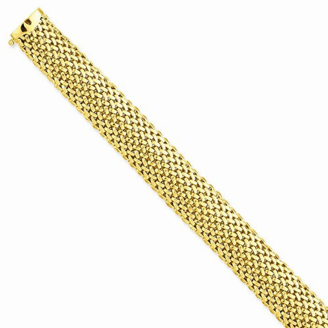 14K Yellow Gold Polished Mesh Bracelet