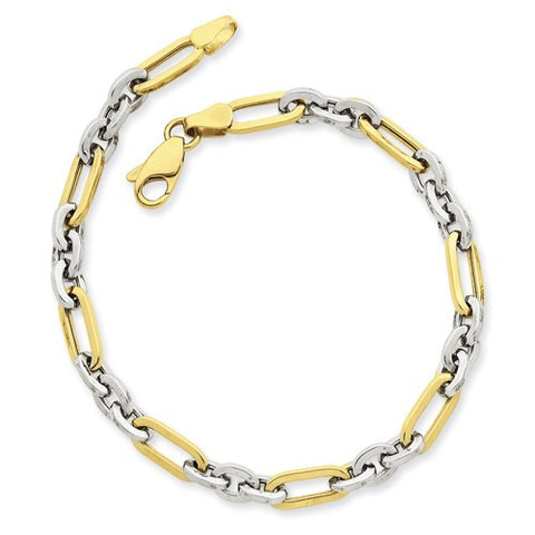 14K Yellow Gold Two-Tone Fancy Link Bracelet