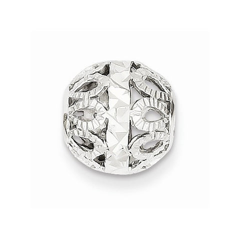 14k White Gold Diamond-cut Filigree Ball Chain Slide Pendant, Pendants for Necklace