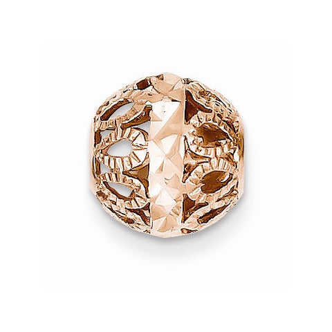 14k Rose Gold Diamond-cut Filigree Ball Chain Slide Pendant, Pendants for Necklace