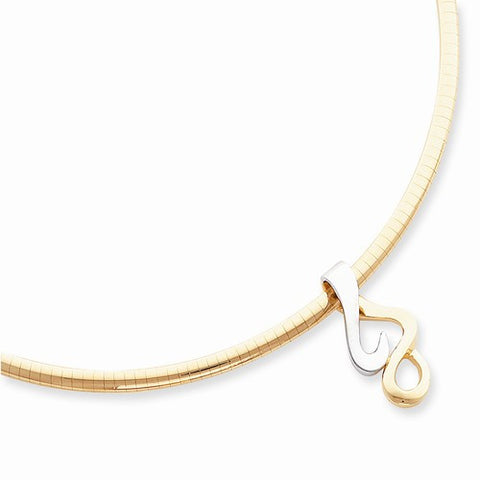 14k Gold Two-Tone Reversible Fancy Omega Slide Pendant, Exquisite Pendants for Necklace