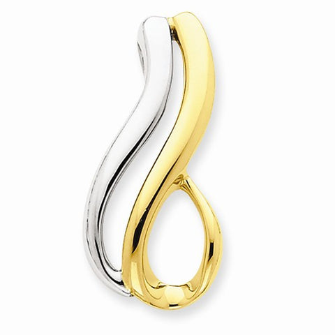 14k Gold Two-Tone Fits up to 4mm Regular & 6mm Fancy/Reversible Fancy Omega Slid pendant, Pretty Pendants for Necklace