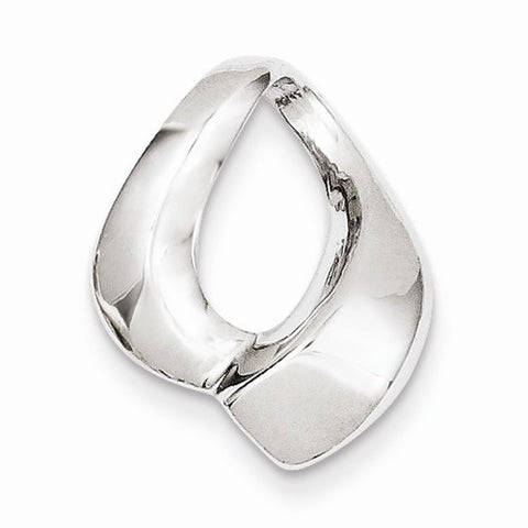 14k White Gold Reversible Fancy Omega Slide Pendant, Lovely Pendants for Necklace