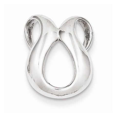 14k White Gold Reversible Fancy Omega Slide Pendant, Stylish Pendants for Necklace
