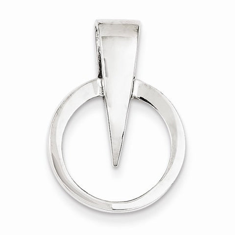 14k White Gold Reversible Fancy Omega Slide Pendant, Classy Pendants for Necklace