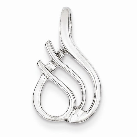 14k White Gold Reversible Fancy Omega Slide Pendant, Alluring Pendants for Necklace