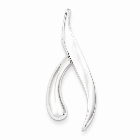 14k White Gold Reversible Fancy Omega Slide Pendant, Charm