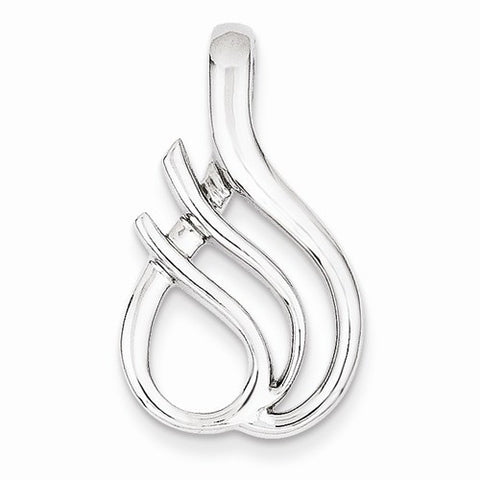 14k White Gold Reversible Fancy Omega Slide Pendant, Adorable Pendants for Necklace