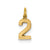 Casted Small Polished Number 2 Charm in 14k Yellow Gold