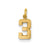 Casted Small Polished Number 3 Charm in 14k Yellow Gold