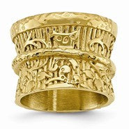 Stainless Steel Textured Yellow IP-plated Ring