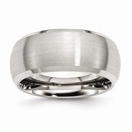 Stainless Steel Beveled Edge 10mm Brushed and Polished Wedding Band